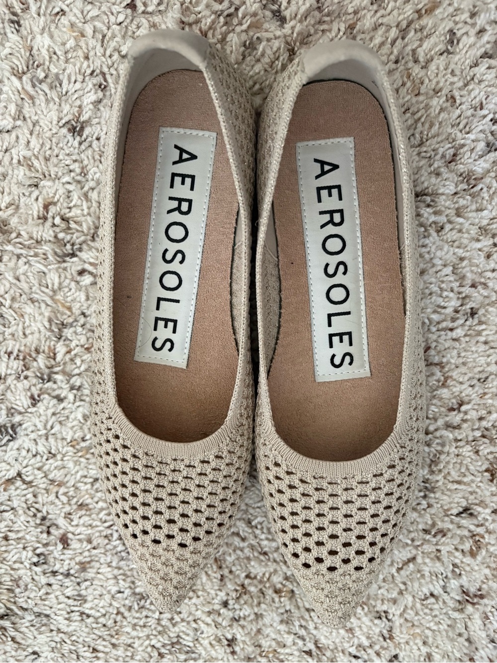 Aerosoles Danielle Women's Pointed Toe Flats 7.5 Textured Knit Fabric EUC